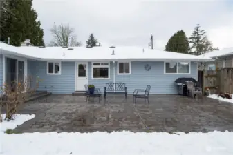 Rear of home & large patio.