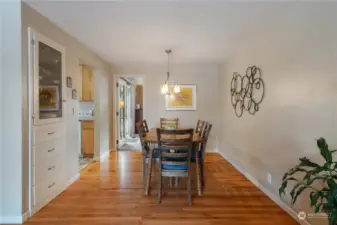 Dining area with original cocktail cabinet.