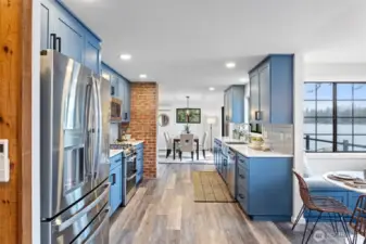 Gorgeous remodeled kitchen with sweeping lake views!