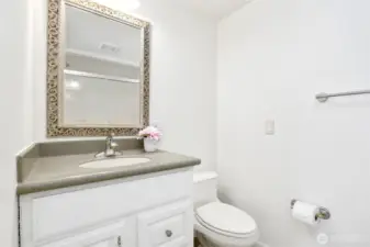 Primary bathroom with a tub.