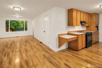 kitchen and family room