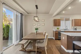 Lovely off set dining area overlooks the back yard
