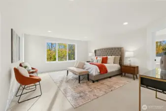 Massive primary bedroom, space to put multiple dressers or seating area