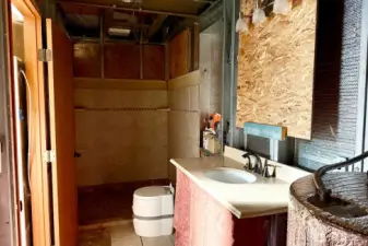 Bathroom with composting toilet