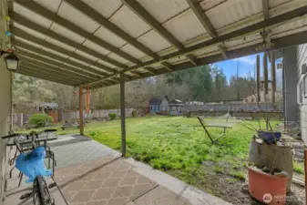 Back patio with canning room