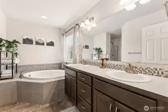 Primary ensuite full 5-piece bath, you will love all the details from this great local builder.