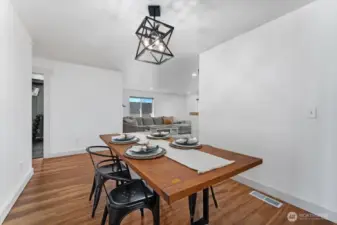 View from kitchen looking towards dining/living room