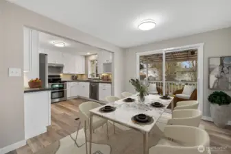 Virtually Staged Dining/Kitchen/Patio
