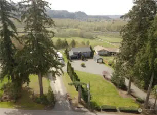 Aerial view of front yard.