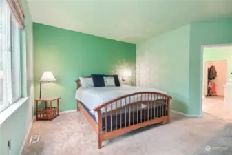 Large Primary bedroom with plenty of room for all your bedroom furniture. Doorway leads to primary bath & walk-in closet