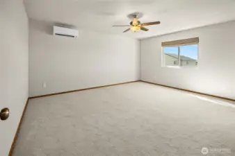 Large Primary Bedroom - upgraded heat pump system to make sure you are cool in the summer and warm in the winter!