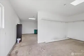 Shop space inside garage.