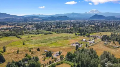 Aerial view of Mt Rainier.