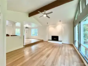 High ceilings, a fireplace with a Venetian plaster surround and large windows throughout this exceptionally well maintained 2,580 sq ft home.