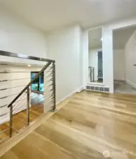Sleek and modern stainless steel handrails.