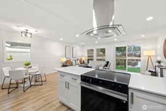 Kitchen looking at water