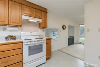 Convenient pass-through window into the living room