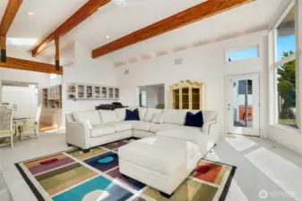 Primary bedroom conveniently located off the great room. Easy access to patio and hot tub.