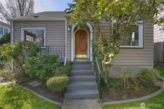 The covered front porch keeps your guests, your mail, and your stunning front door dry and out of the elements.