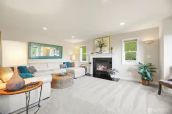 Contemporary living room with gas fireplace