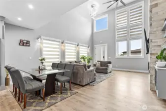 Open floor plan living and dining room.