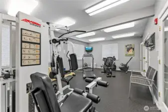Enjoy a roomy and well-equipped athletic room that comfortably accommodates your fitness routine.