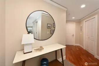 Spacious entry with coat closet