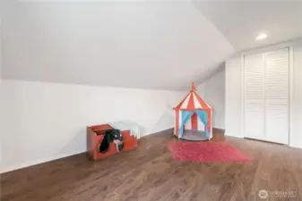 Upstairs bedroom with new flooring