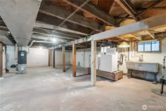 Unfinished basement offers lots of possibilities