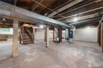 Access the backyard from the unfinished basement