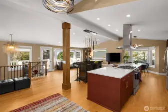 Spacious main level features new Anderson windows, updated lighting and a fully remodeled kitchen.