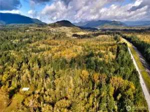 Ariel view of 38.68 acres and road