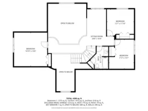Upper floor, floor plan. Flex space with sitting area.