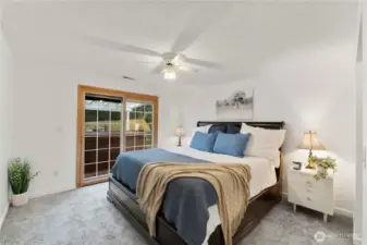Primary Bedroom w/ access to hot tub