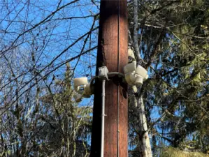 Motion Sensor lighting on power pole.