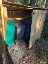 Convenient, on street, locked garbage can storage.