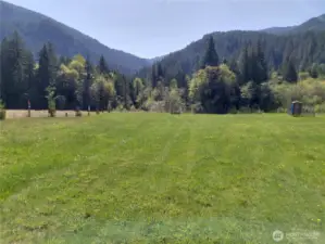 Communal Area with Picnic Table, Portable Toilet, and Cowlitz River Access