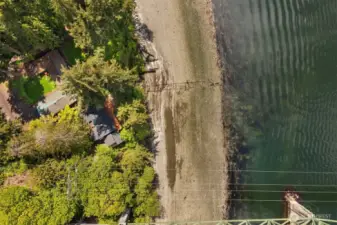 Aerial View of Beach/Water Access from Home (bottom, with deck and Historical Marine Railways)