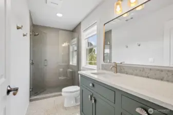An on-suite 3/4 bath all for bedroom #3!