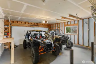 2 car garage with work bench