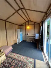 Inside the shed cabin.