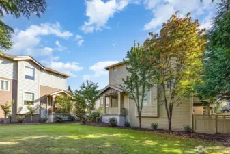 Large grassy fields on the side of the building, great for walks or even a picnic!