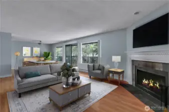 Living to Dining Fireplace-Virtually Staged