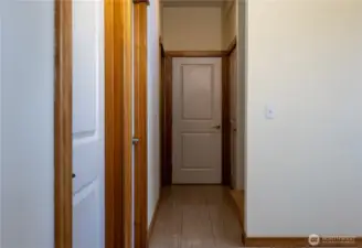 Tile floor in lower level hallway