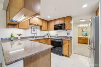 Good amount of countertop and undermount lights in kitchen