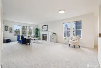 Windows bring in natural light and ample opportunity to decorate unique spaces in the large living areas