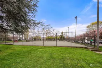 Tennis courts in park