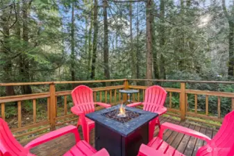 So much privacy off your back deck. Watch the birds or deer as they stroll through the trees.