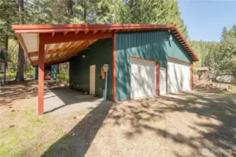 Notice the covered overhand for the door.