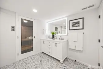 ¾ bath with sauna on lower level
